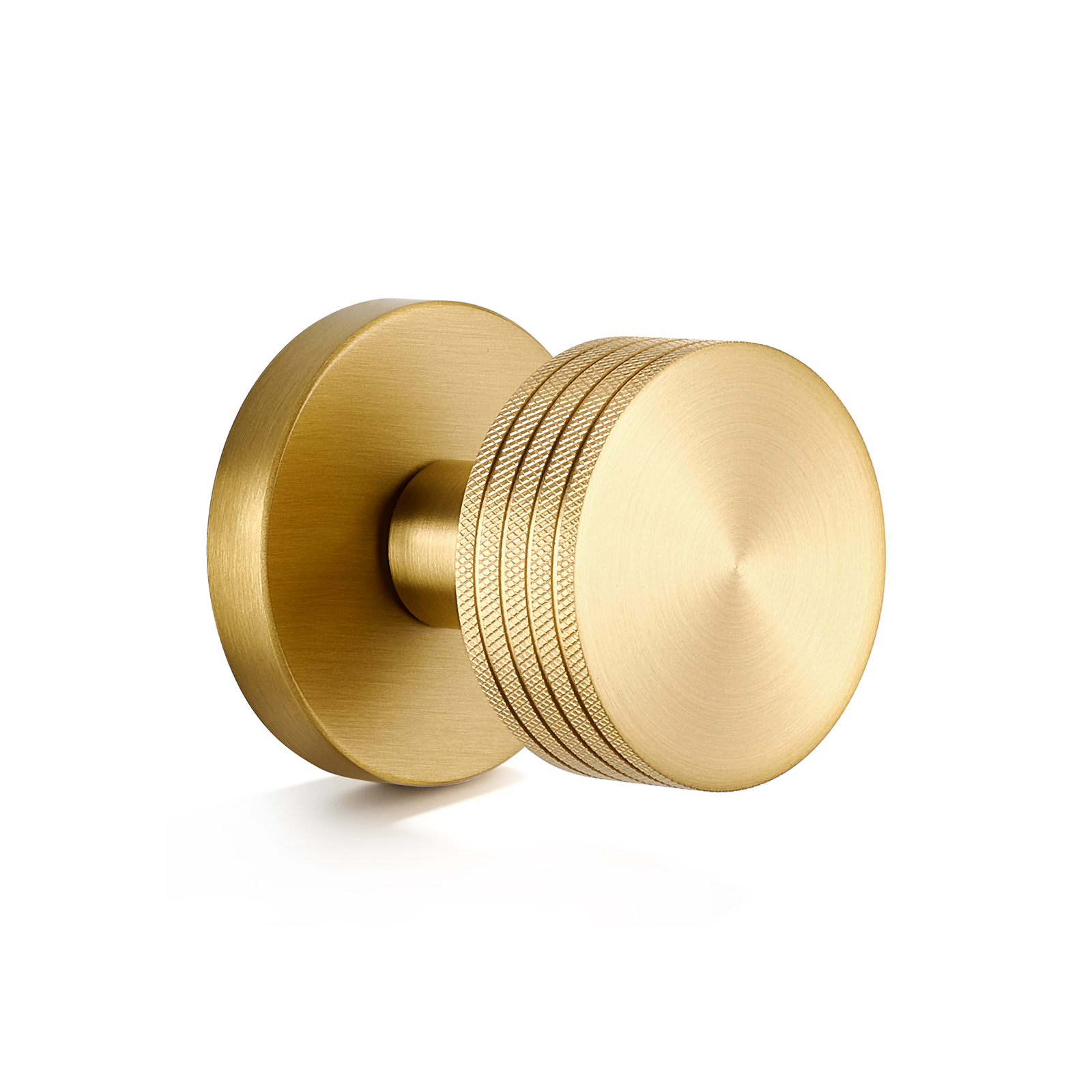 Knurled Brass Dummy Door Knob Set | Diamond-Grip Brushed Brass Decorative Handle for Closet & French Doors (2 Pack)