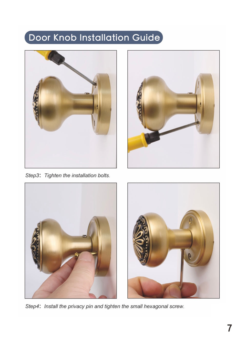 Black gold flower door lock