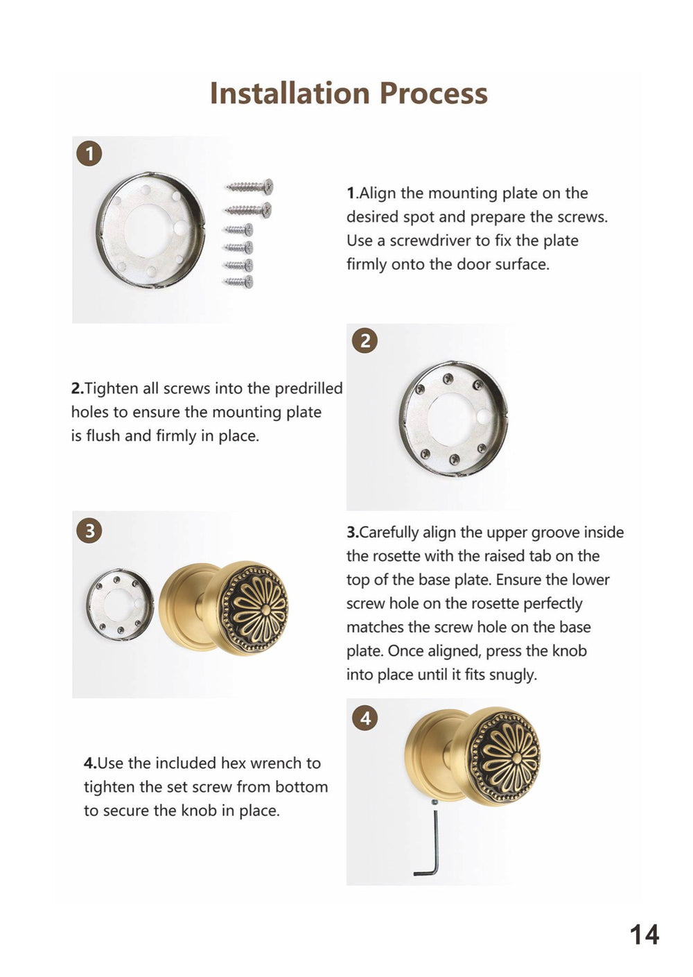 Black gold flower door lock