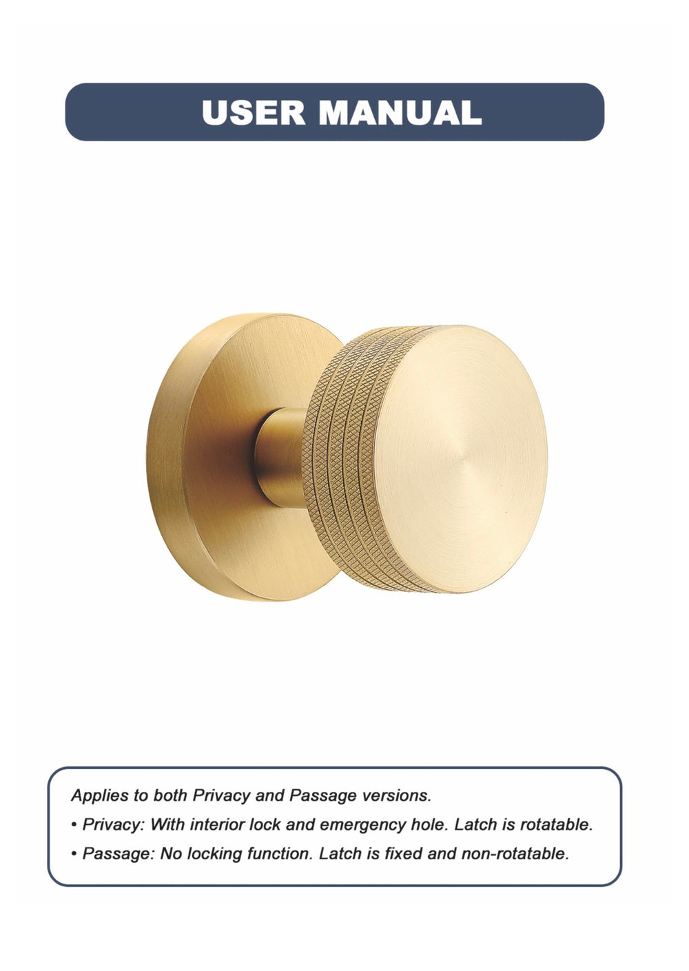 Knurled brass privacy door knobs