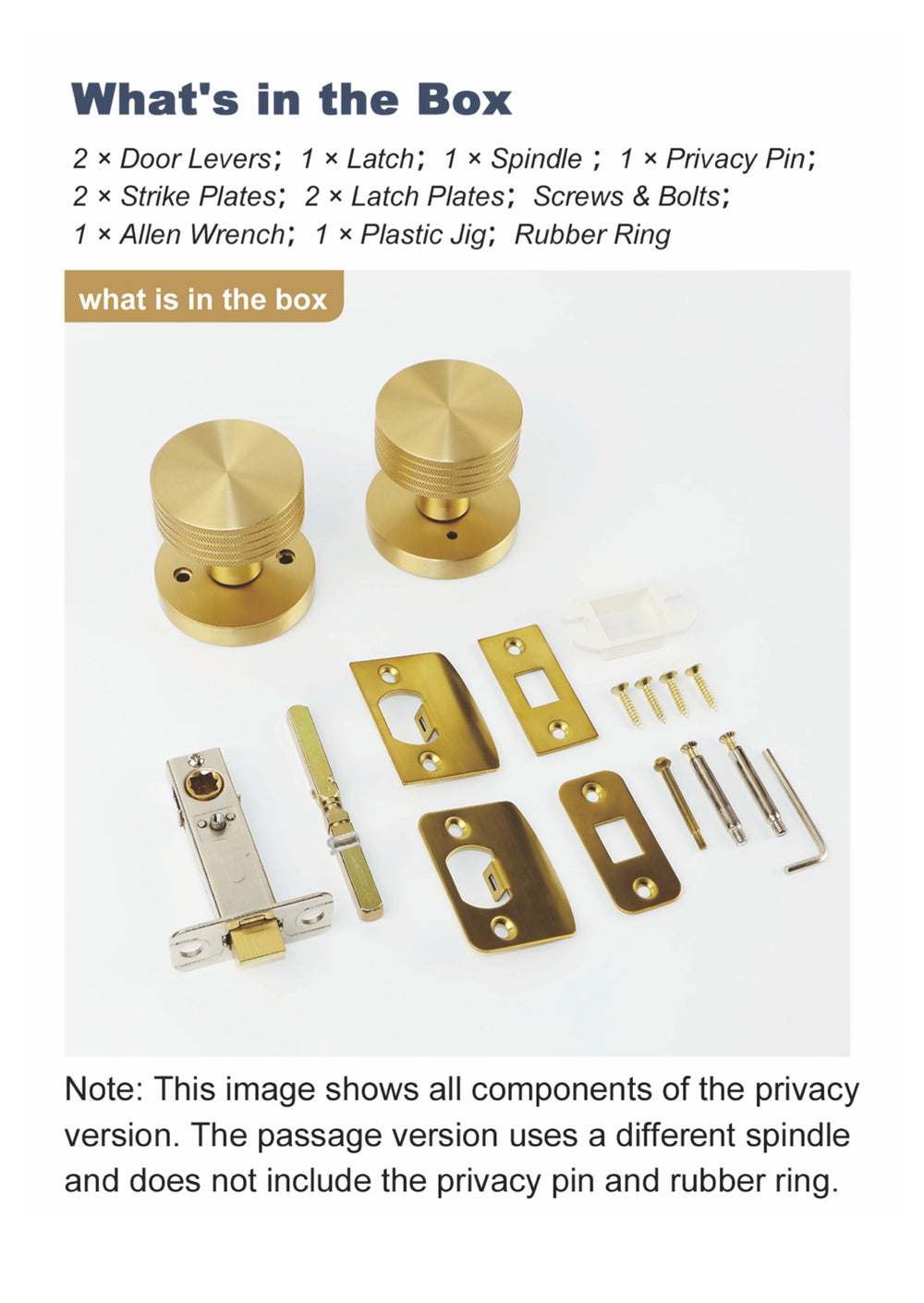 Knurled brass privacy door knobs