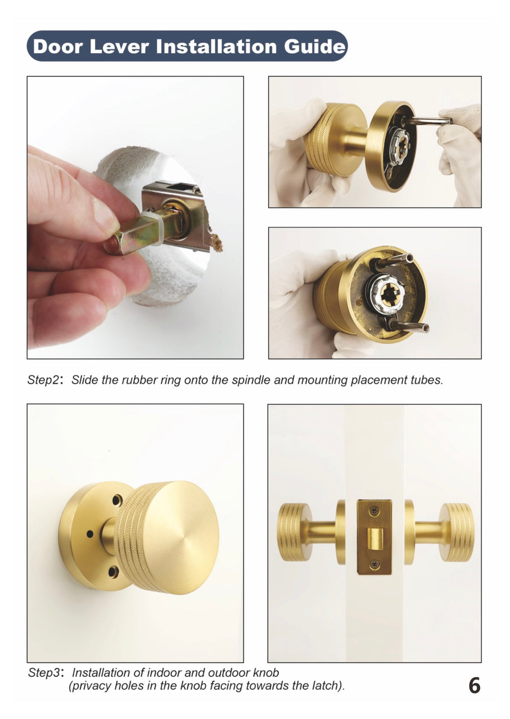 Knurled brass privacy door knobs