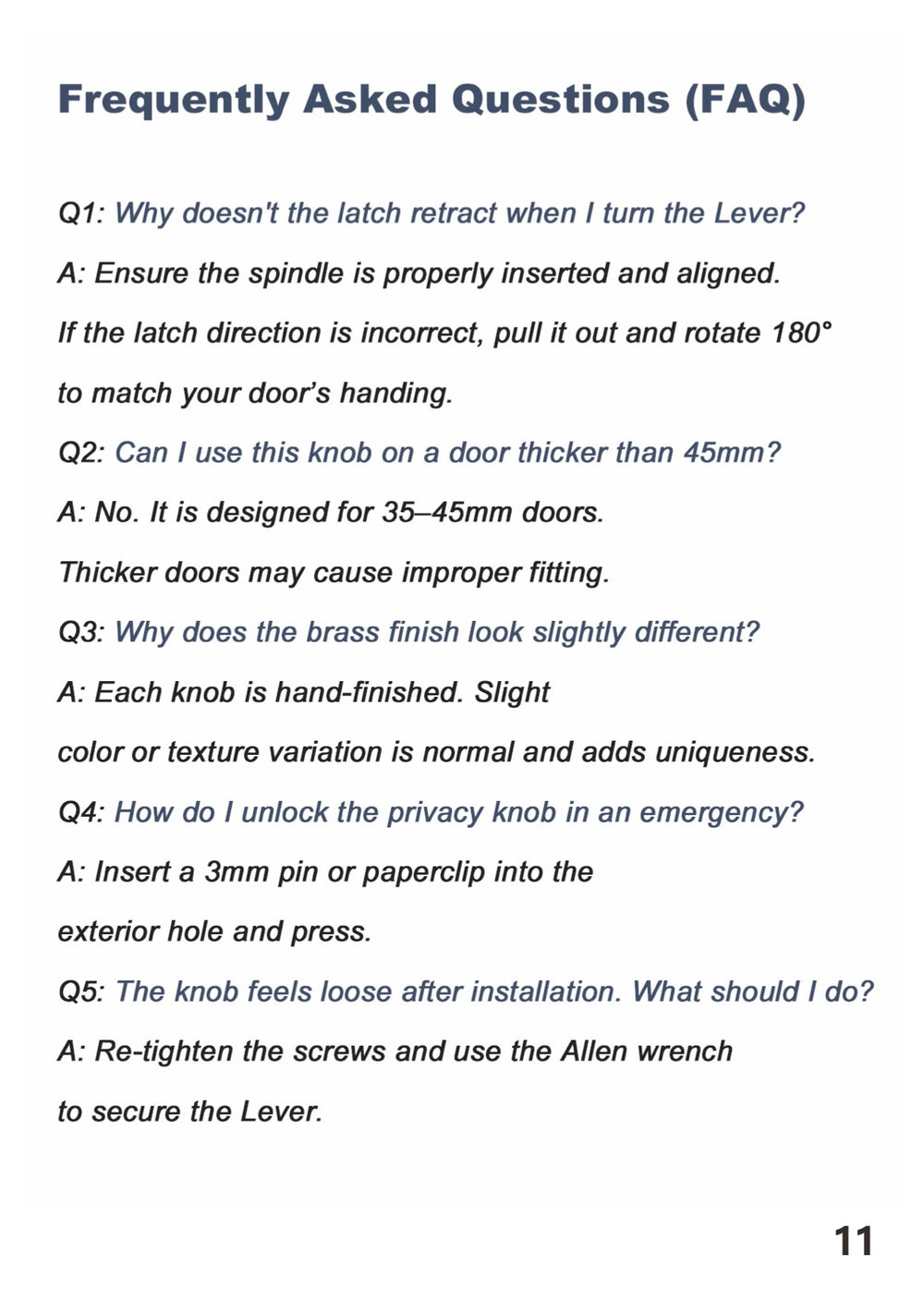 Knurled brass privacy door knobs