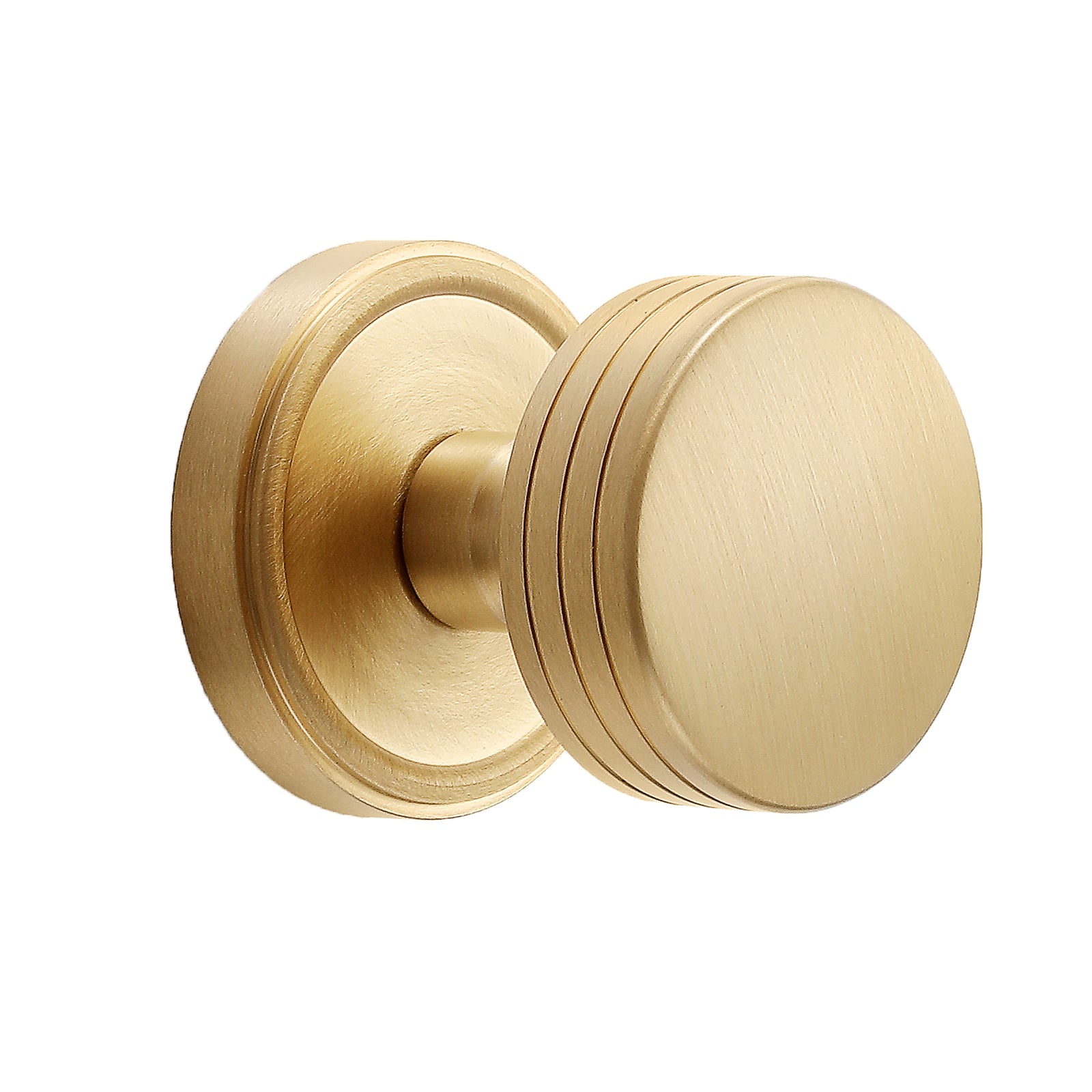 Minimalist Brass Privacy Door Knob – Decorative Groove Design, Brushed Brass Finish, Solid Brass Latch – 70mm Fixed Backset for Bedroom & Bathroom (Brushed Brass, Privacy-2.75 in)