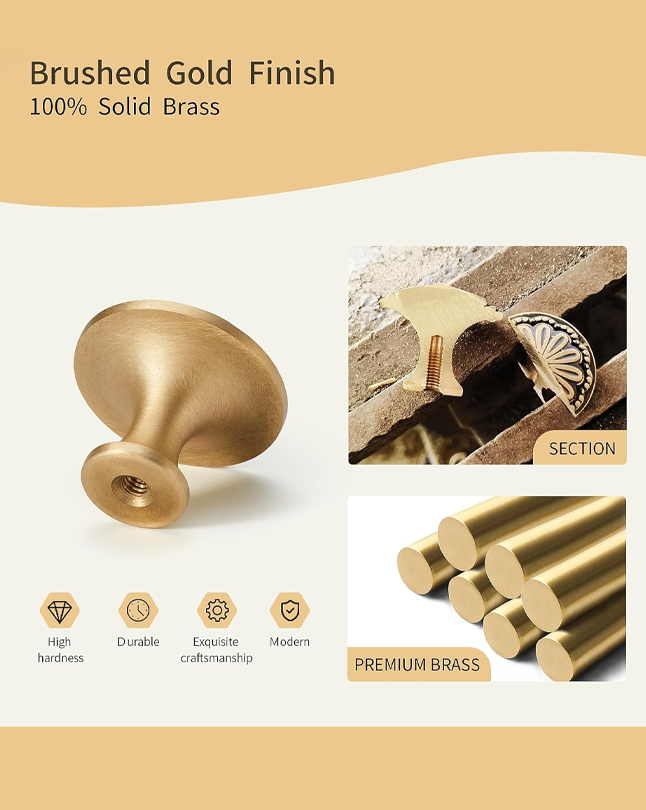 Black and Brushed-Gold Cabinet-Knobs - 2 Pack Flower Brass Drawer Pulls for Dresser Cabinet Hardware (2, Black)