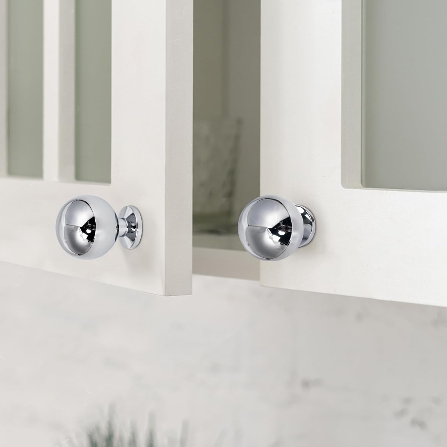 Round-Ball Polished-Chrome Cabinet Knobs Solid Brass Handles Hardware for Dresser Kitchen Bedroom Bathroom Drawer