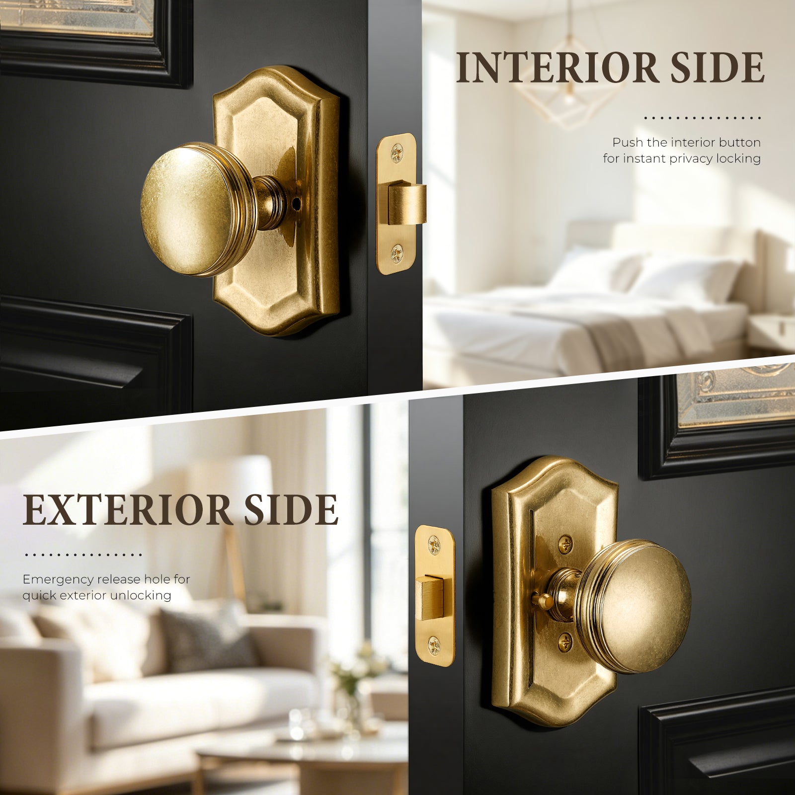 Renaissance Collection | Hand-Burnished Brass Privacy Door Knob