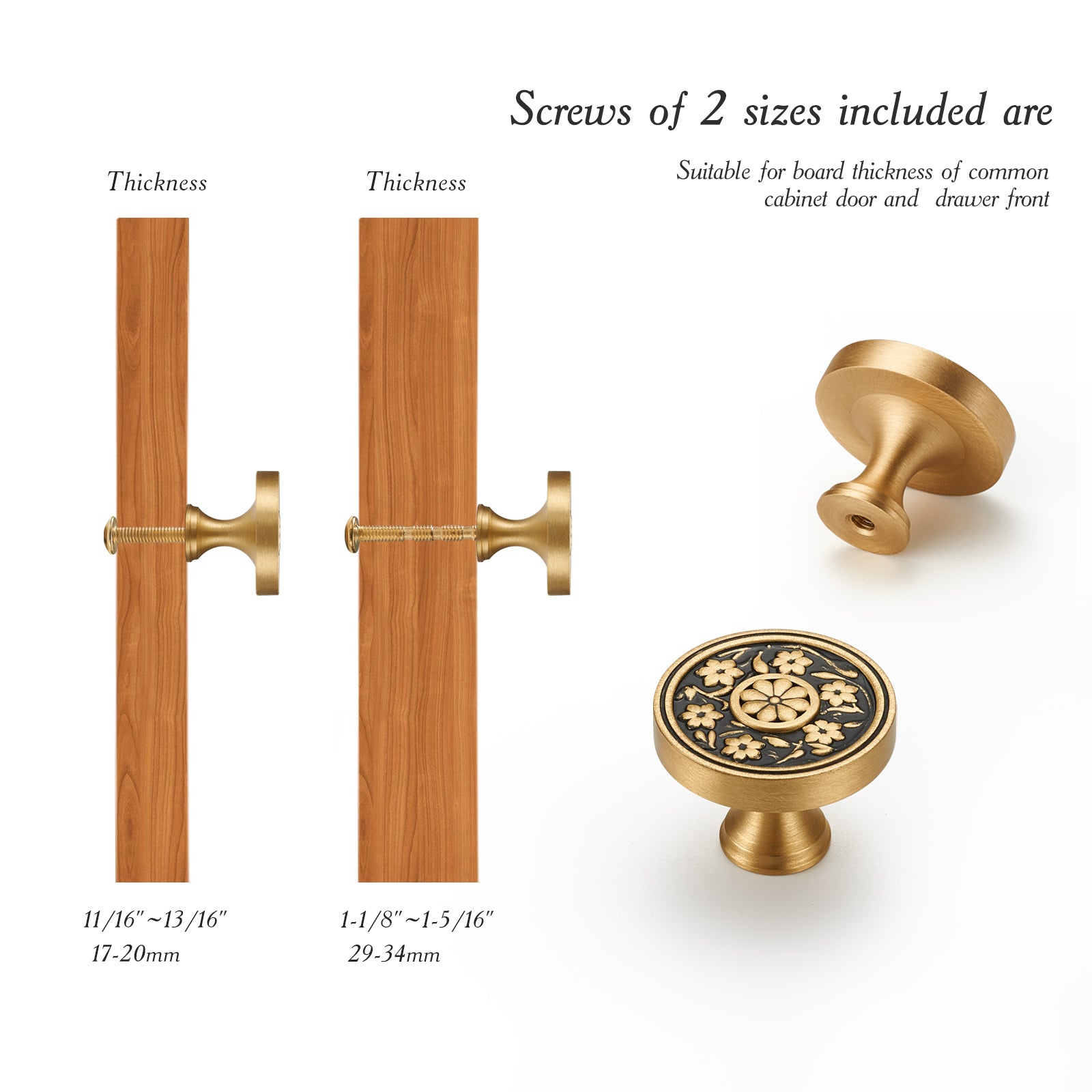 Brushed Brass Cabinet Knobs Modern Carved Bathroom Closet Kitchen Handles Round Gold Drawer Cupboard Cabinet Hardware (2)