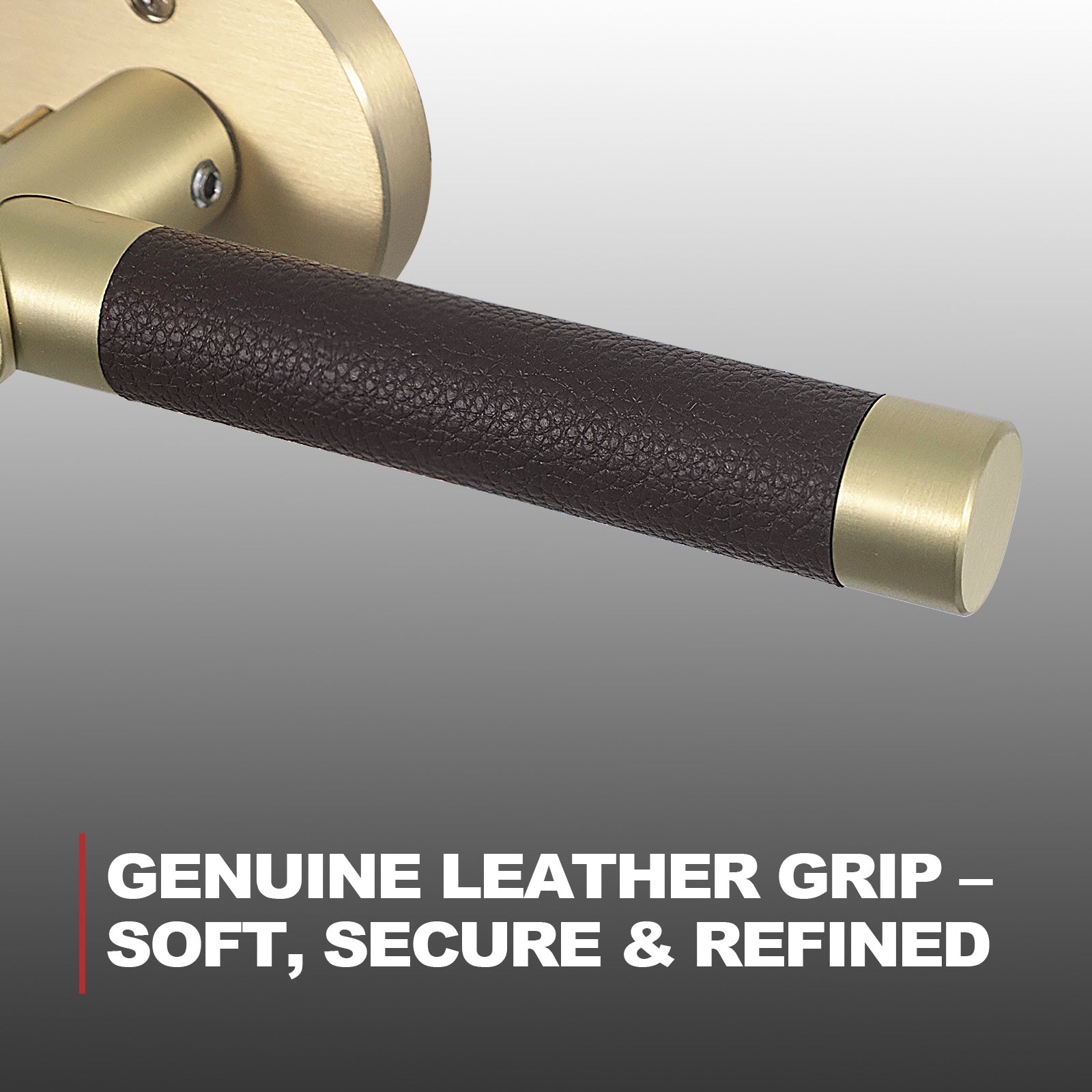 The Art of Tactile Luxury | Heavy-duty Brass & Hand-Stitched Leather Privacy Door Lever for Bedrooms & Bathrooms