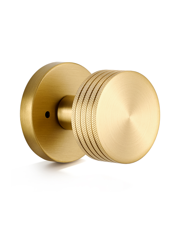 Knurled Brass Privacy Door Knob | Diamond-Grip Brushed Brass Handle for Bedroom & Bathroom