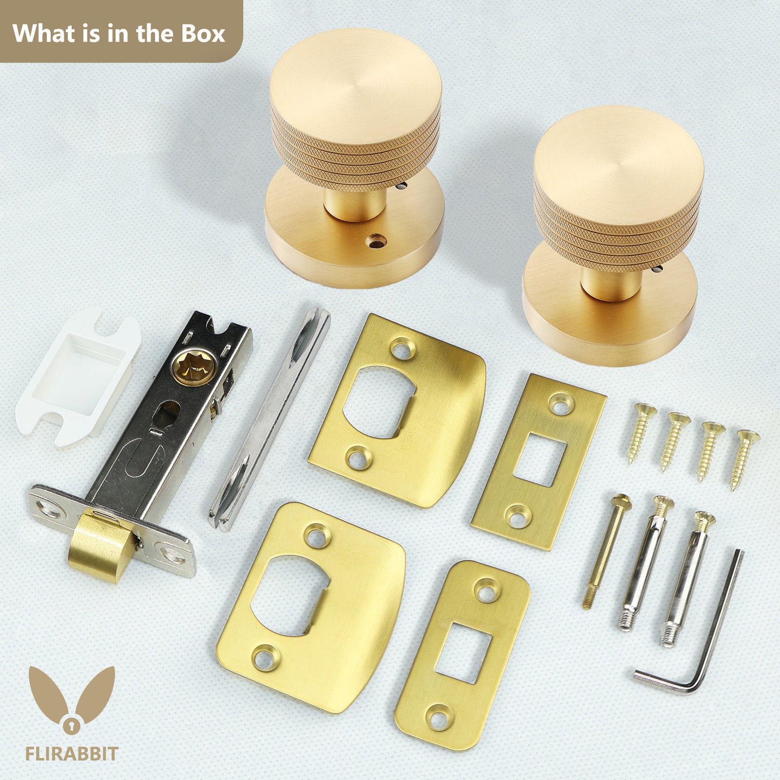 Knurled Brass Passage Door Knob | Diamond-Grip Brushed Brass Handle for Hallway & Closet