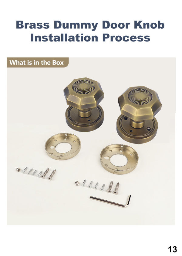 Octagonal Sunburst Brass Door Knob