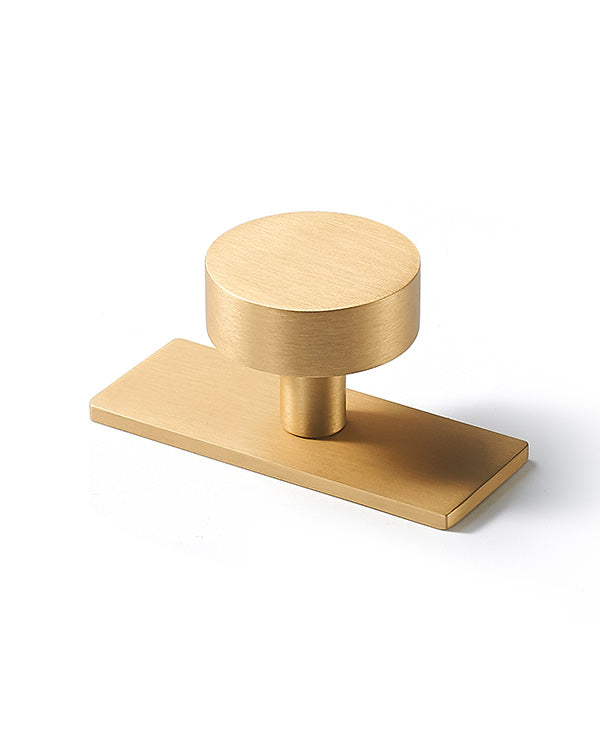 Brass cabinet handles (with base), modern brushed gold hardware handles, suitable for dressing table drawers, furniture, bedroom and kitchen cabinets.