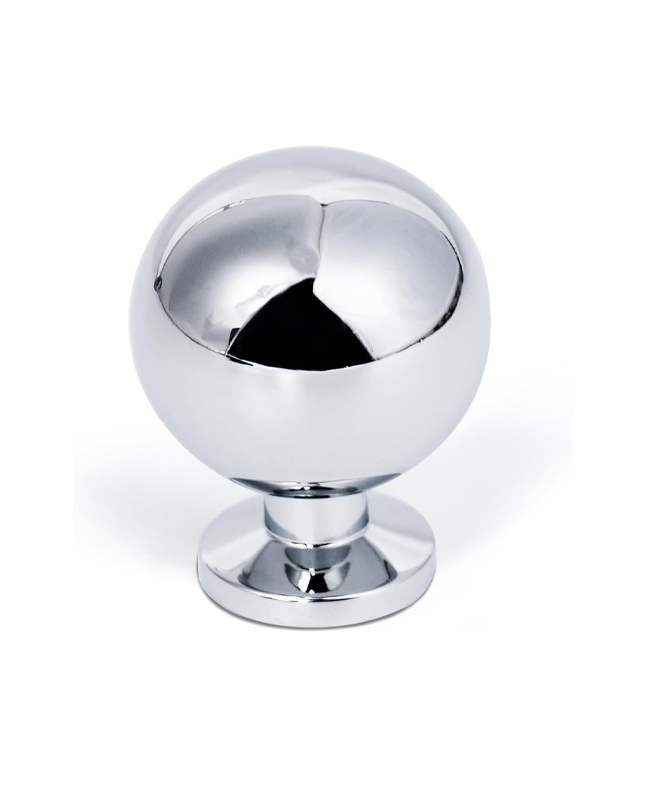 Round-Ball Polished-Chrome Cabinet Knobs - 5 Pack Solid Brass Handles Hardware for Dresser Kitchen Bedroom Bathroom Drawer
