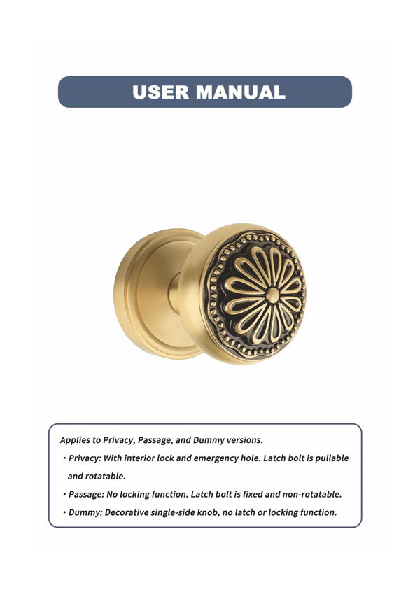 Black gold flower door lock