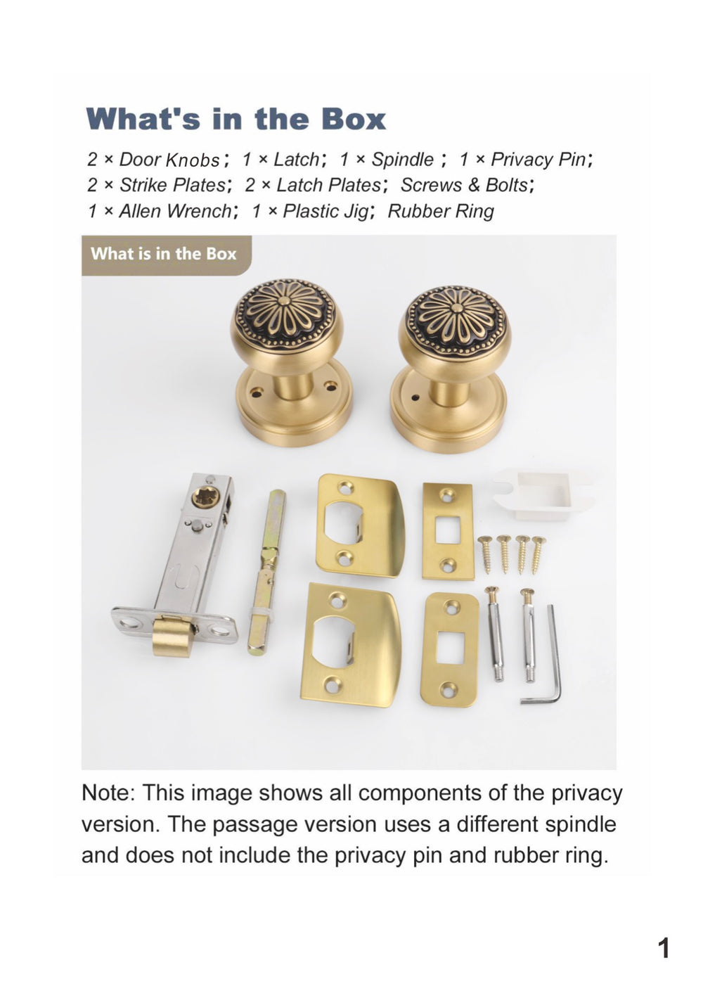 Black gold flower door lock