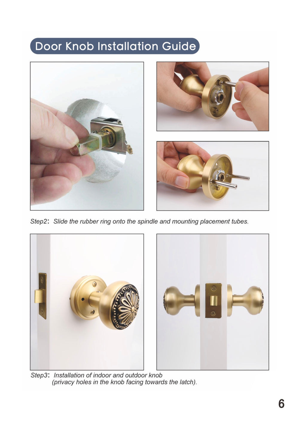 Black gold flower door lock