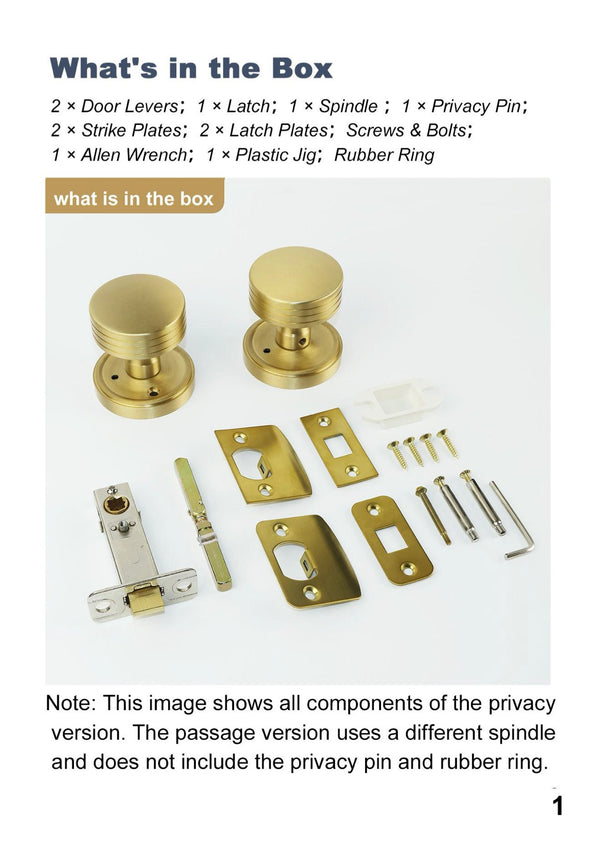 Minimalist Brass Privacy Door Knobs