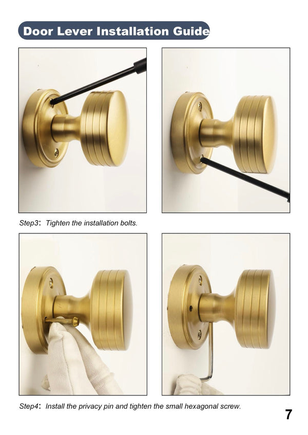 Minimalist Brass Privacy Door Knobs
