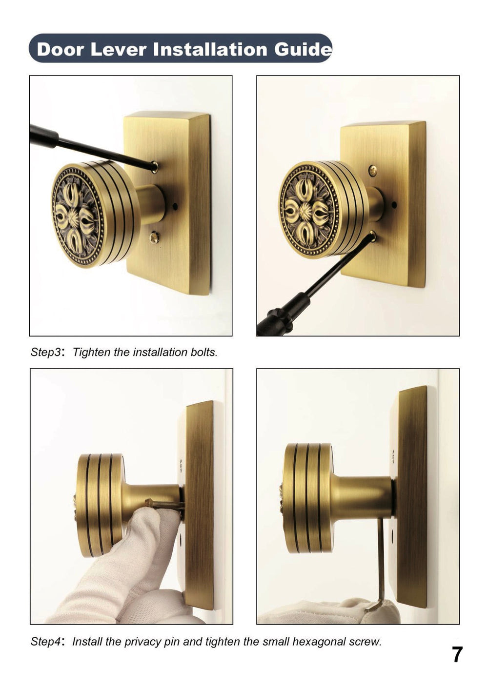 Antique floral relief door knobs