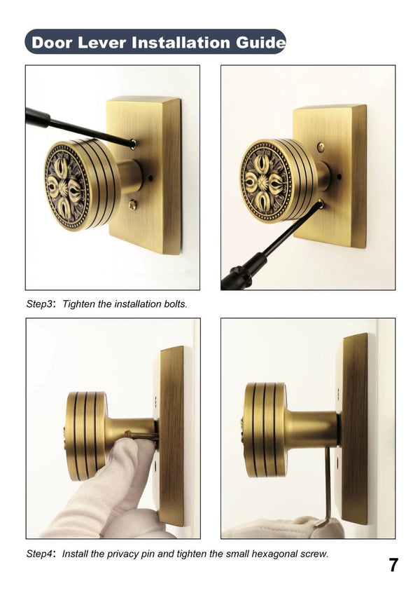 Antique floral relief door knobs