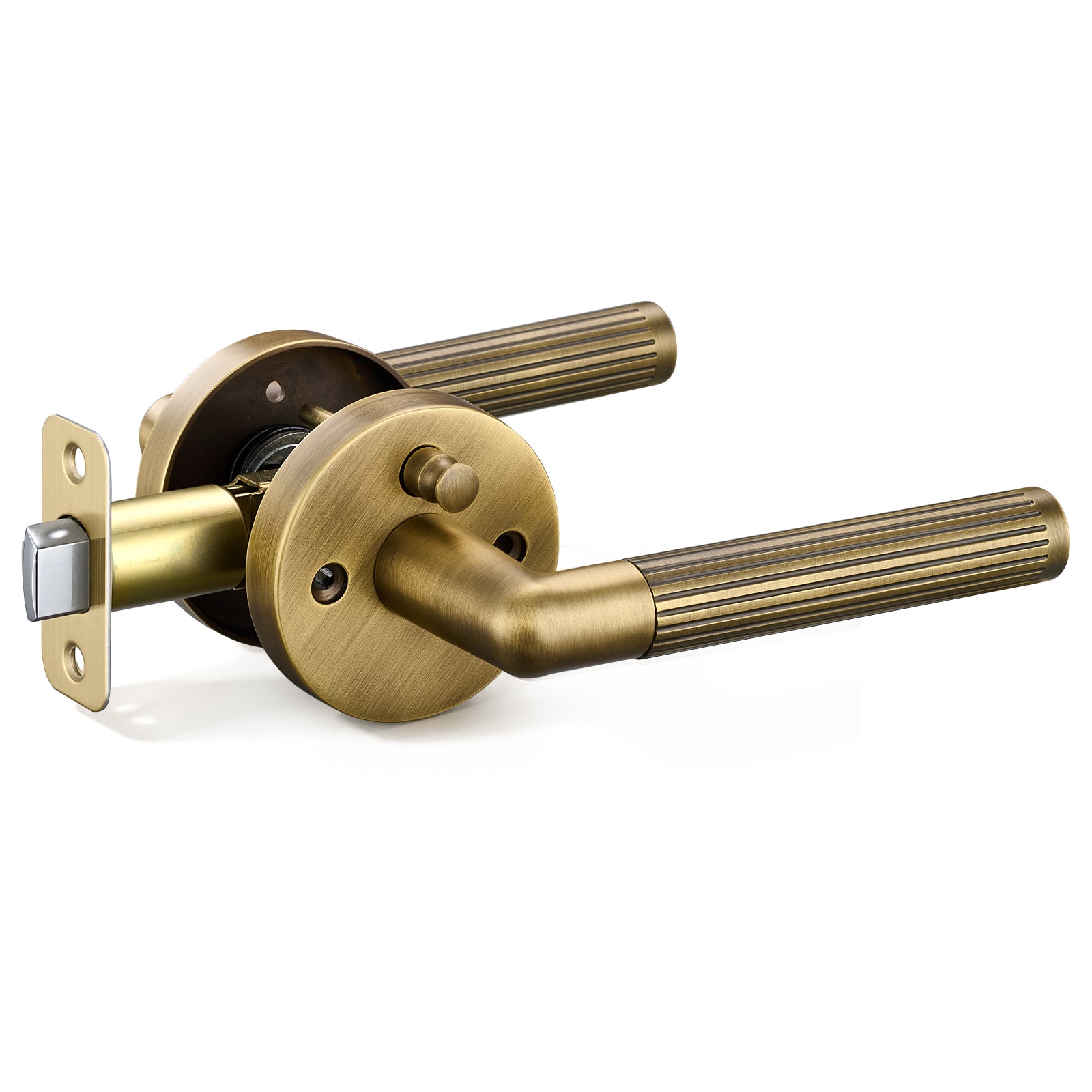 Flirabbit Solid Brass Fluted Door Lever - Modern, Privacy | Antique Brass