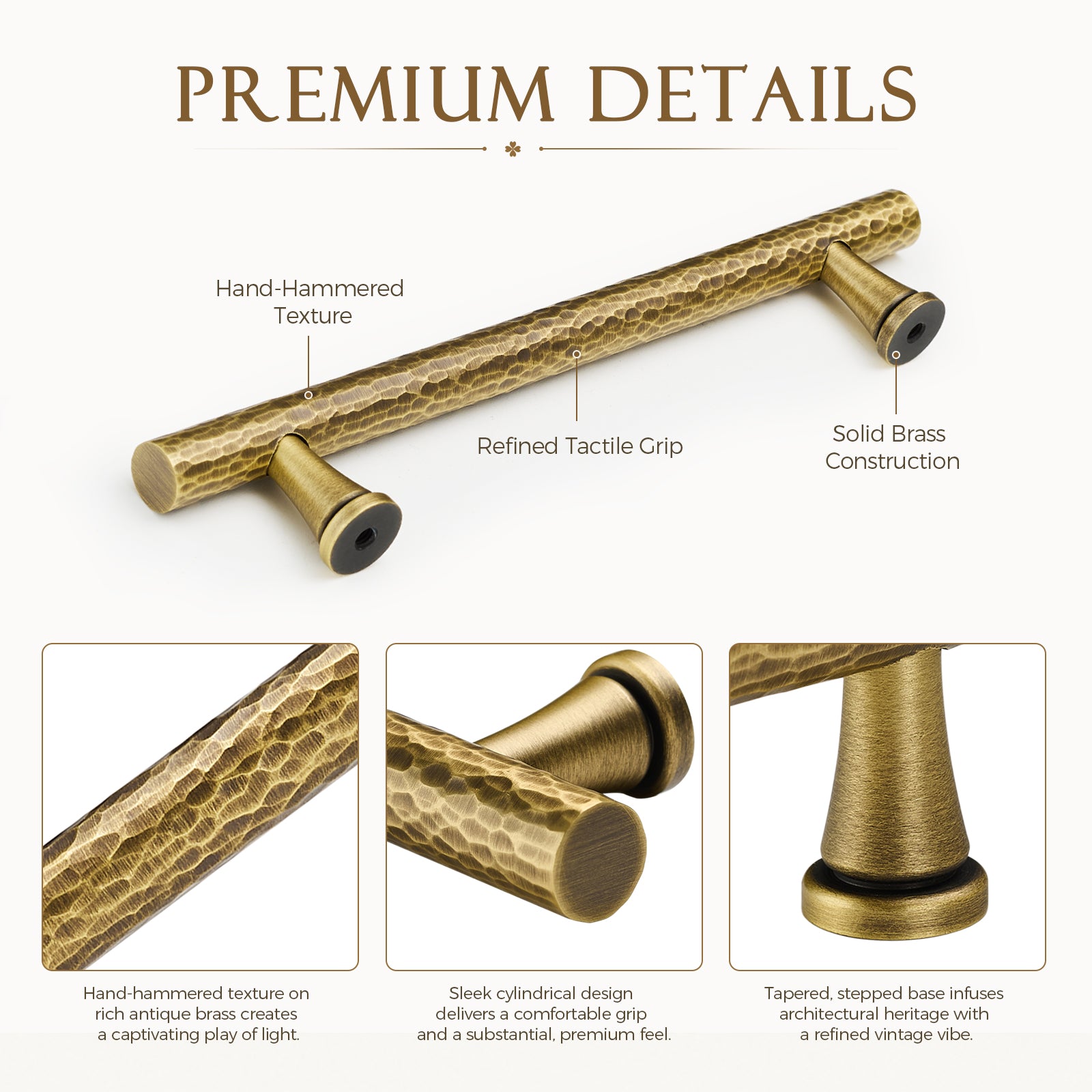 Flirabbit 5" Hand-Hammered Antique Brass Cabinet Pull