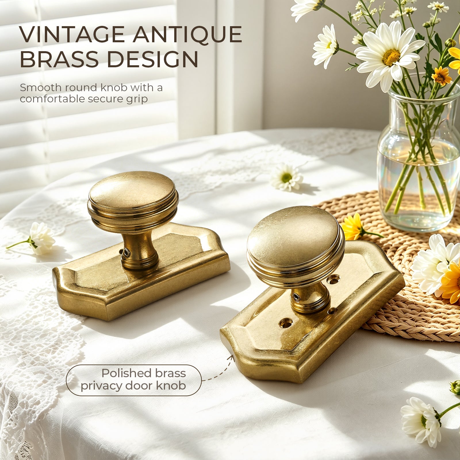 Renaissance Collection | Hand-Burnished Brass Privacy Door Knob