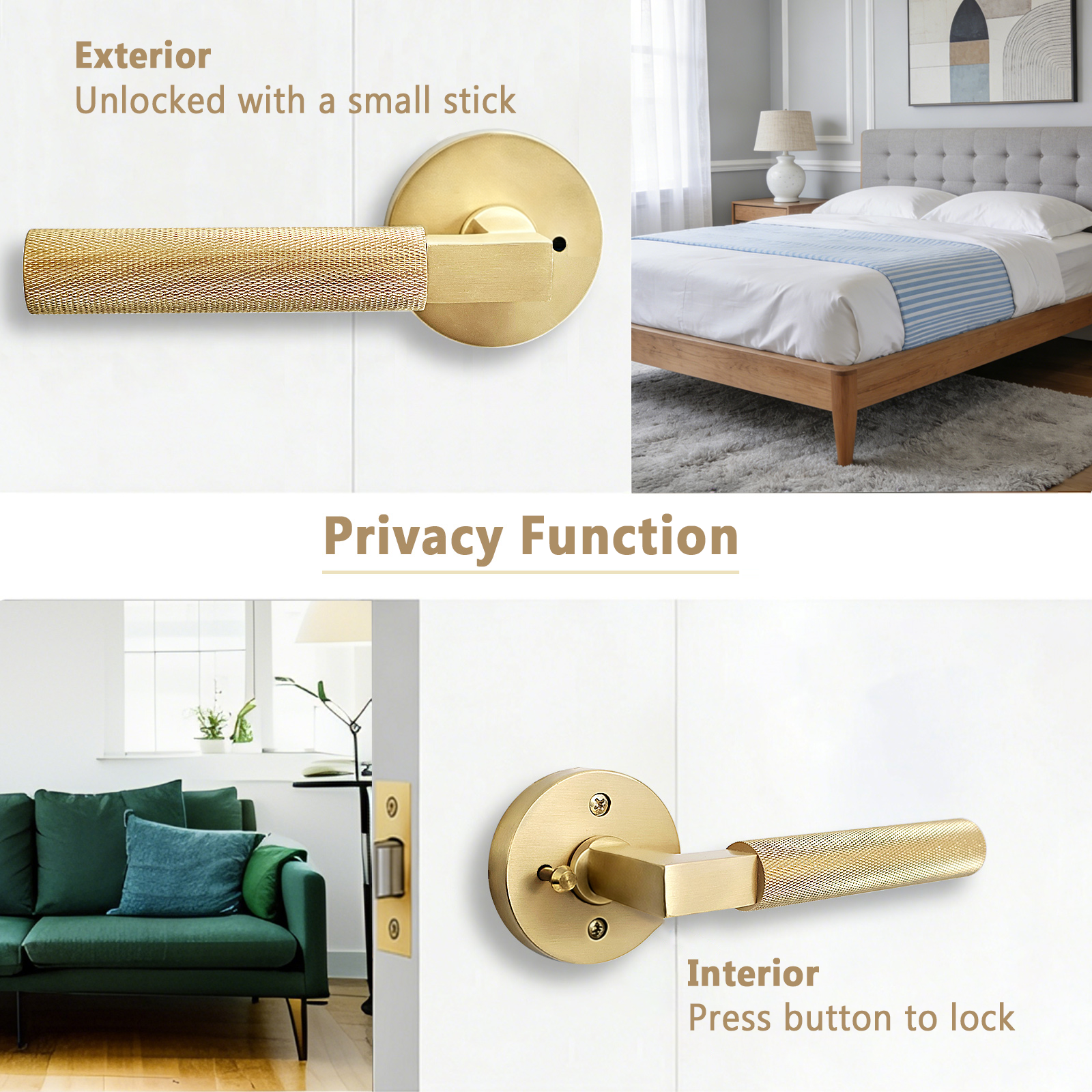 The Art of Precision Knurling | Heavy-duty Brass & Diamond-Cut Linear Privacy Door Lever for Bedrooms & Bathrooms