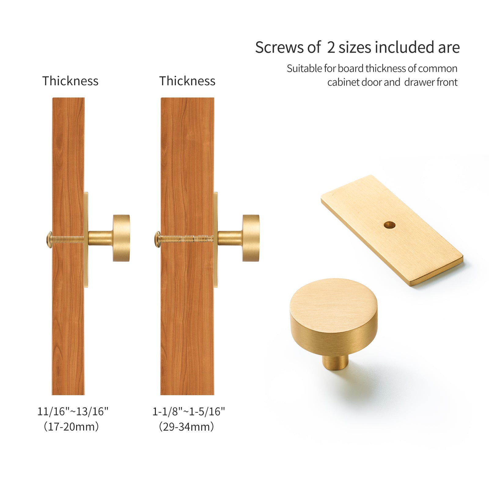 Brass cabinet handles (with base), modern brushed gold hardware handles, suitable for dressing table drawers, furniture, bedroom and kitchen cabinets.