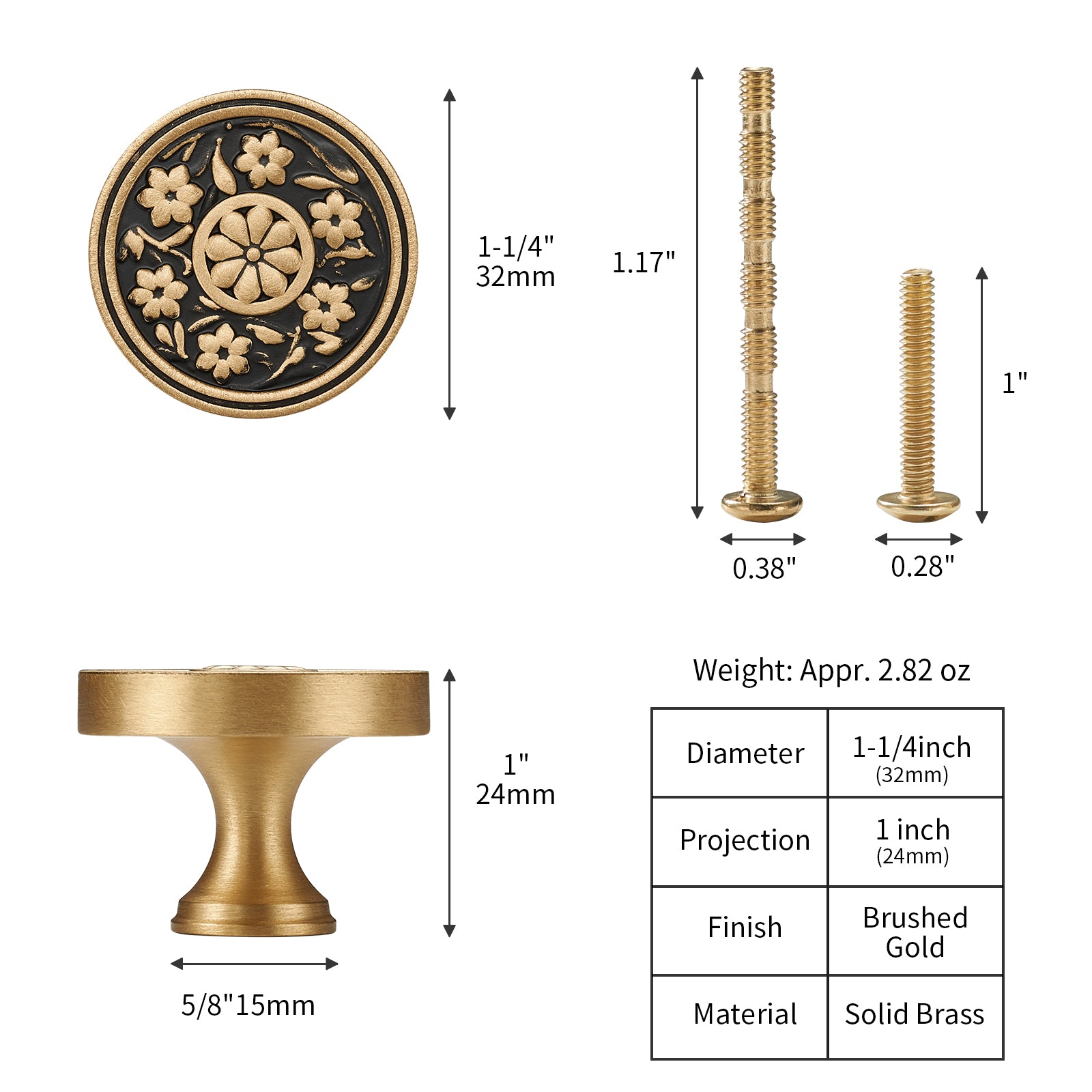 Brushed Brass Cabinet Knobs Modern Carved Bathroom Closet Kitchen Handles Round Gold Drawer Cupboard Cabinet Hardware (2)