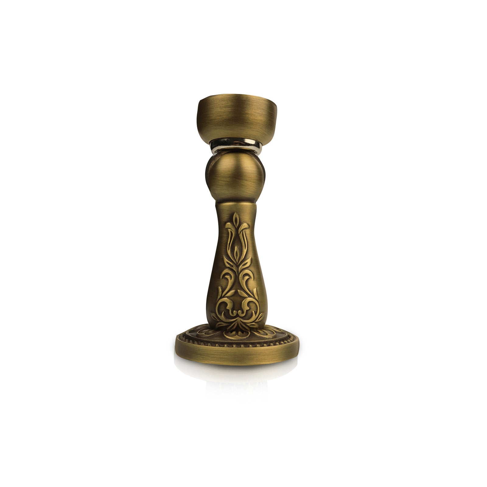 Antique Brass Magnetic Door Stop | Decorative Floral Brass Door Catch with Wall Magnet for Floor Mount