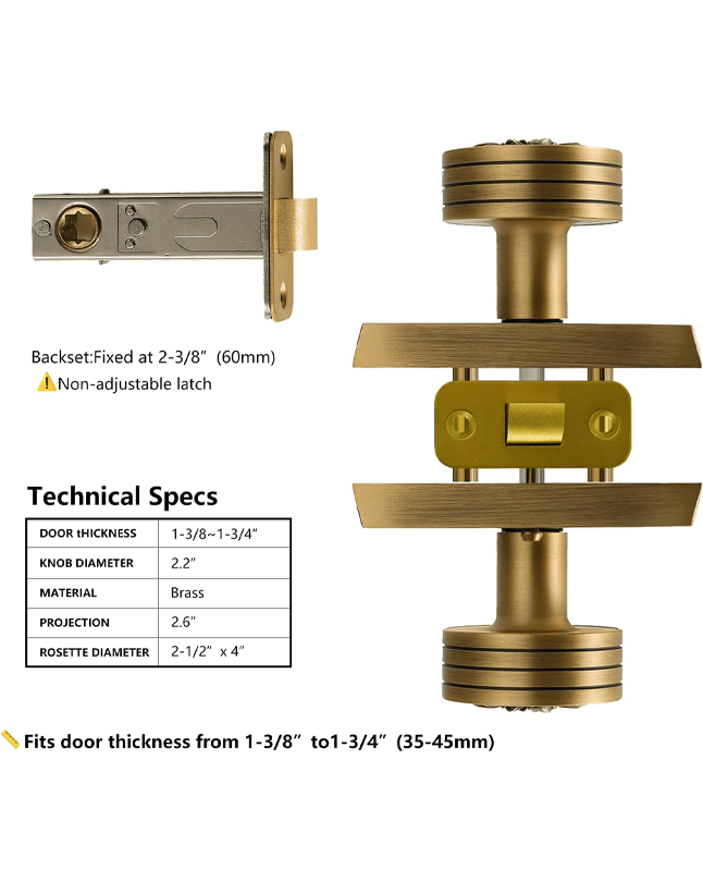 FLIRABBIT Antique Brass Vintage Floral Door Knob – Solid Brass Construction, Vintage Design, Secure and Durable for Home and Office (Antique Brass, Privacy)