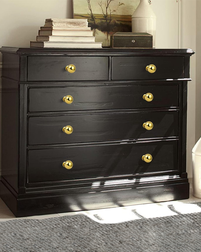 Polished-Brass Drawer Cabinet Knobs - Solid Brass Handles Hardware for Dresser Kitchen Bedroom Bathroom (2 Pack)