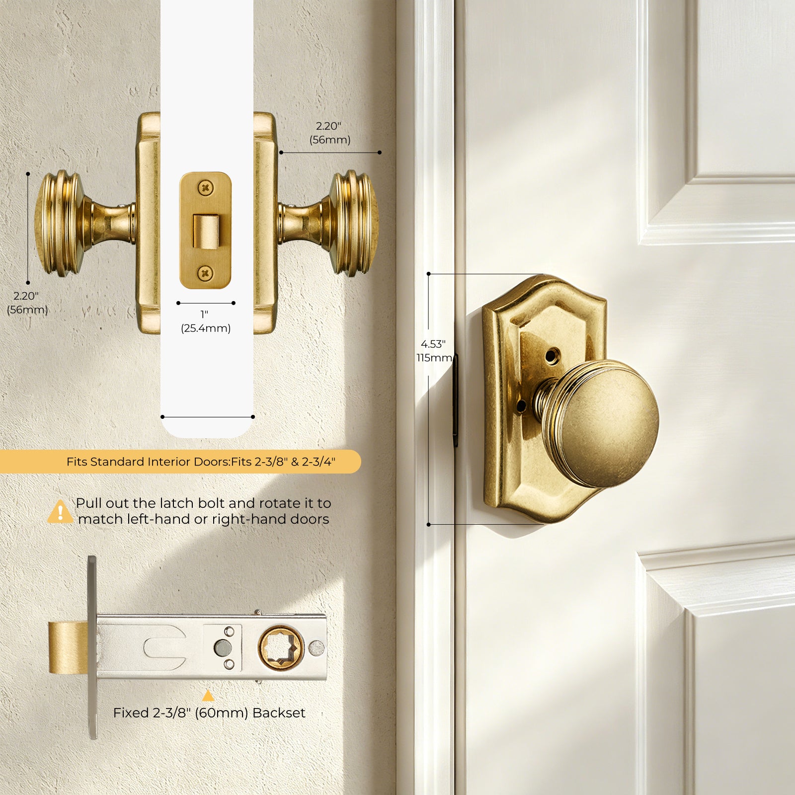 Renaissance Collection | Hand-Burnished Brass Privacy Door Knob