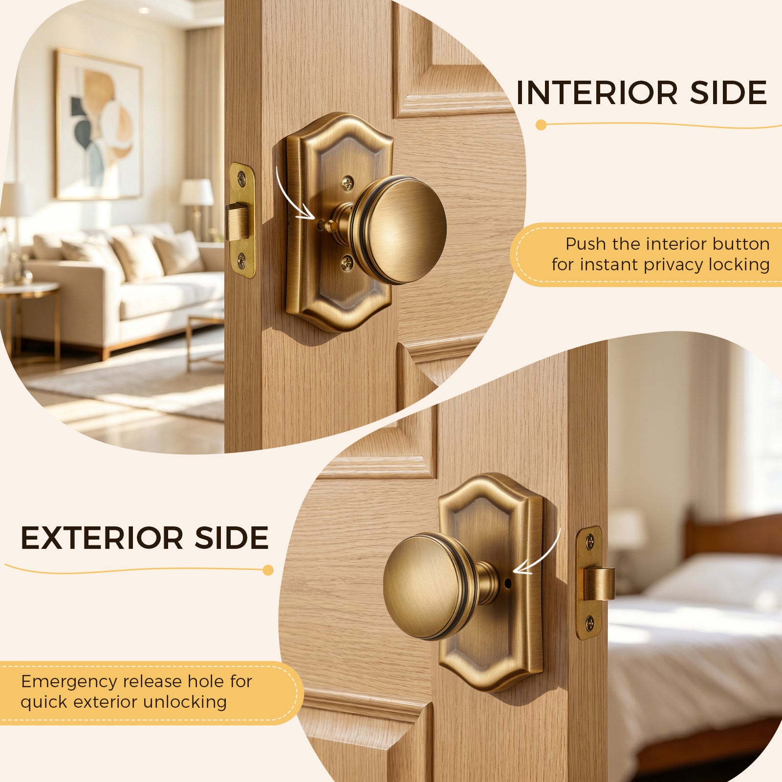 Heritage Collection | Antique Brass Privacy Door Knob