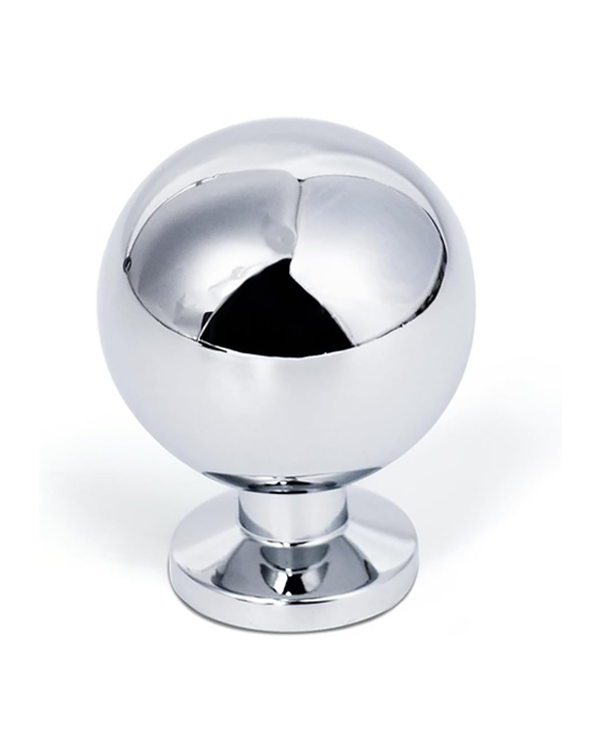 Polished Chrome Cabinet Knob | Round Solid Brass Drawer Pull for Kitchen, Bathroom & Dresser
