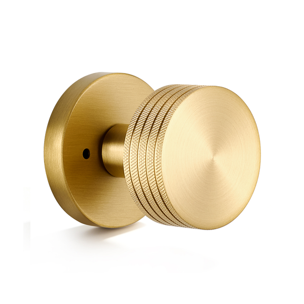 Knurled brass privacy door knobs